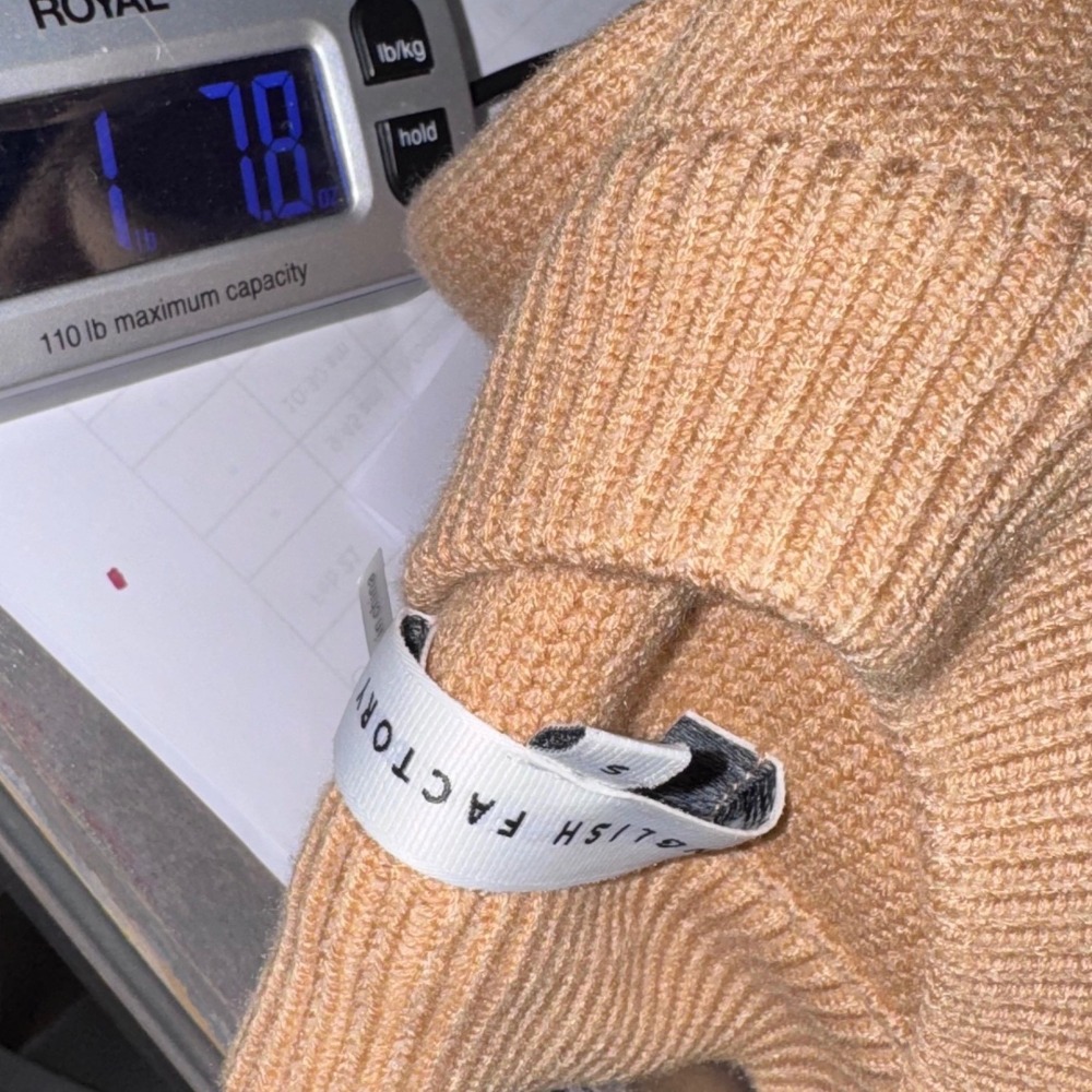 English Factory Whip Contrast Stitch Sweater Camel Relaxed Fit Long Sleeve Sz S - Picture 16 of 16